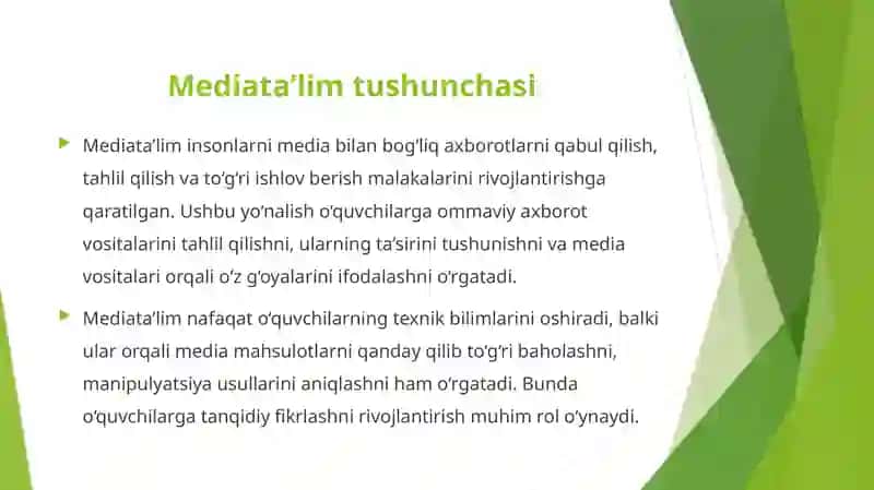 Media ta'limning pedagogikada tutgan o'rni va ahamiyati. 3