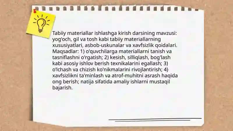 Tabiiy materiallar ishlash darslarining mazmuni 3