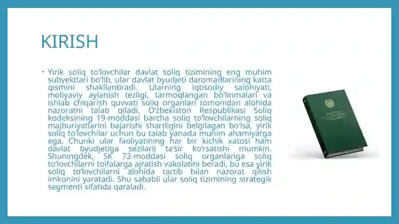 Yirikkompaniyalarning soliq to'lovini o'rgatish 3
