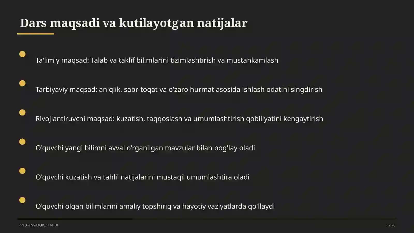 Huquq va iqtisodiyot asoslari (9– 11) — ochiq dars uchun 3