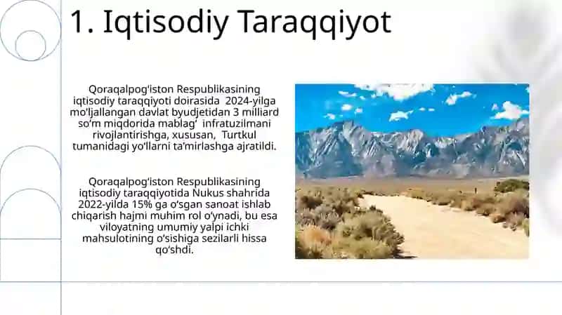 Qoraqalpog'iston Respublikasining Iqtisodiy Taraqqiyoti 3