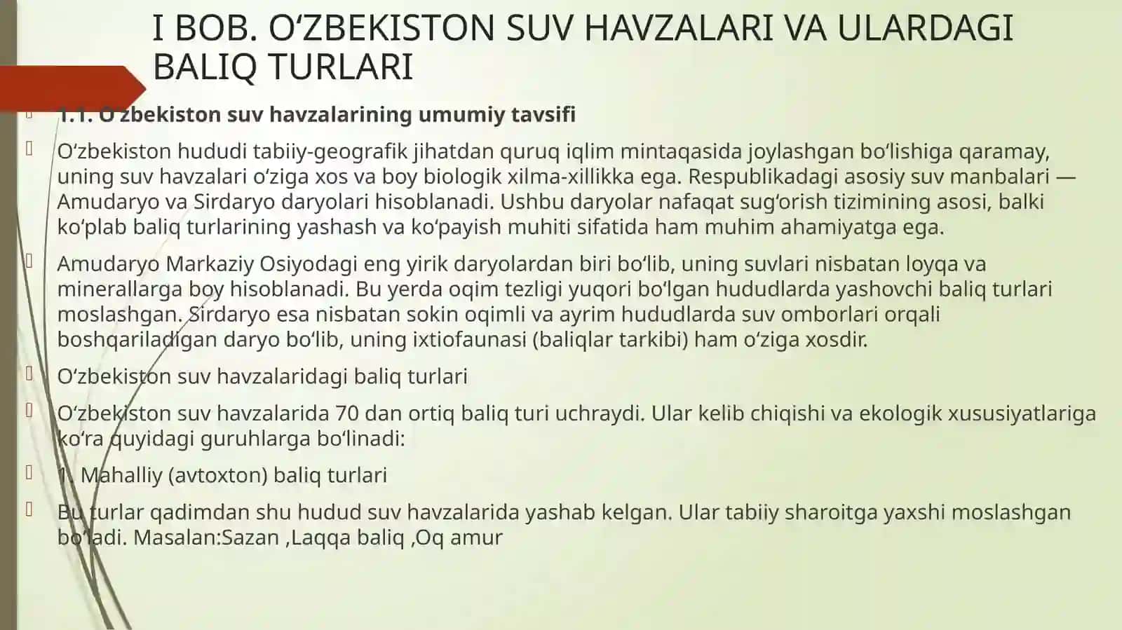 O‘zbekiston Suv Havzalarining Yuqolib Borayotgan Noyob Baliq Turlari 3