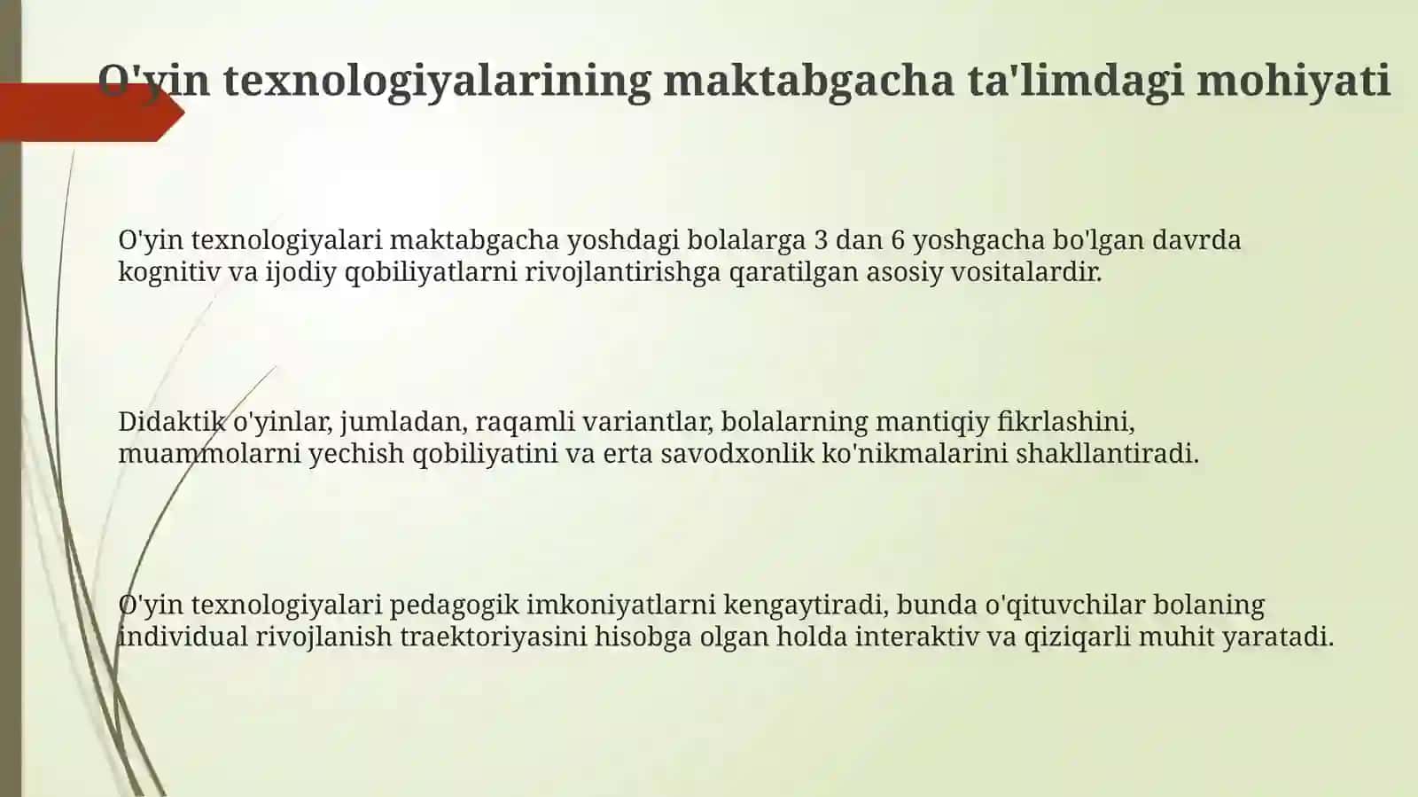Maktabgacha taʼlimda oʻyin texnologiyalari mohiyati va oʻyin orqali taʼlim olish va rivojlantirish 3