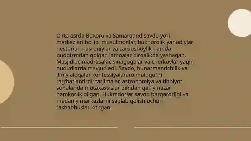 Oʻzbekistonda konfessiyalararo diniy bagʻrikenglikning tarixiy tajribasi 3