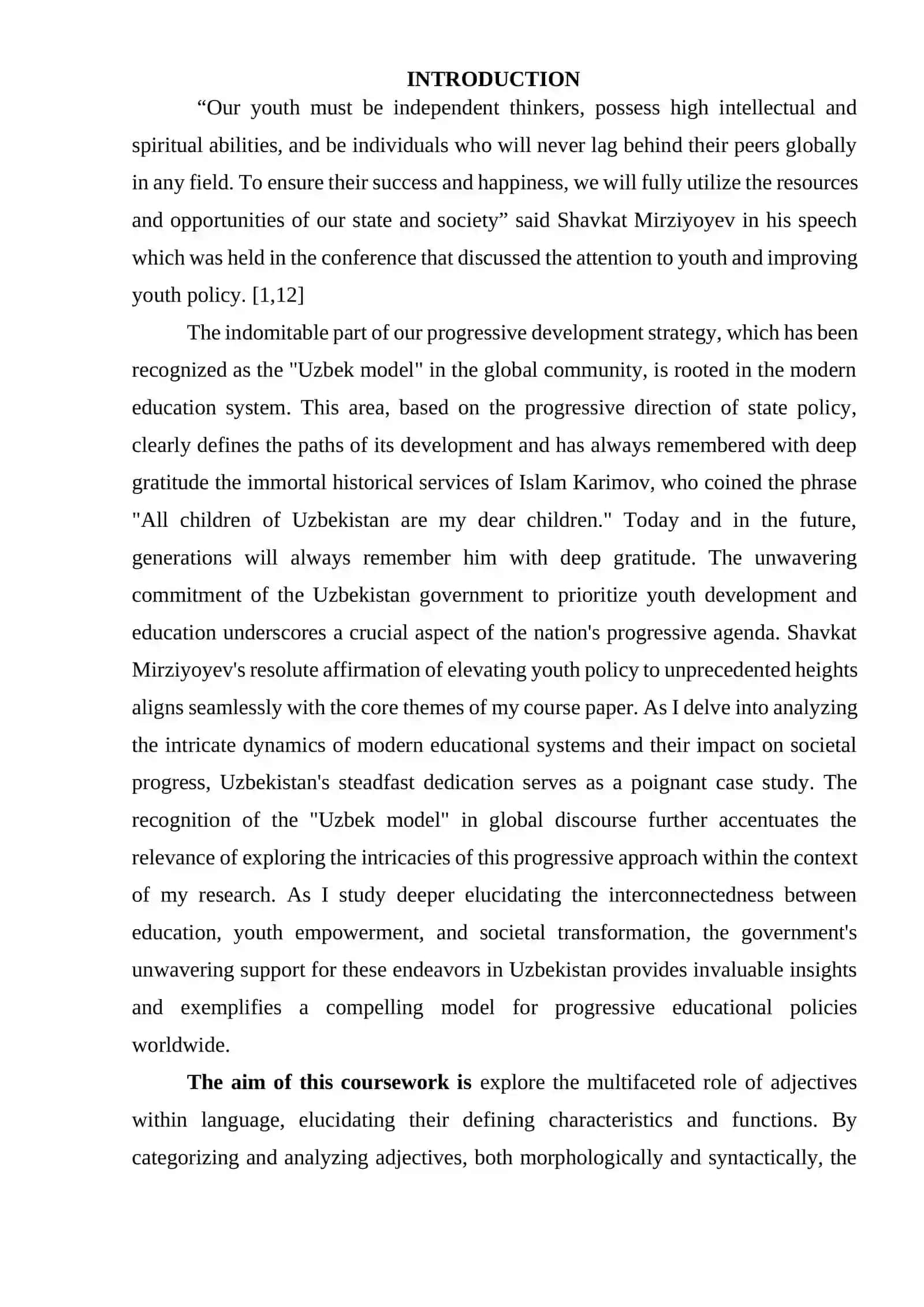 COURSE PAPER: ADJECTIVE AND ITS GRAMMATICAL FEATURES 3