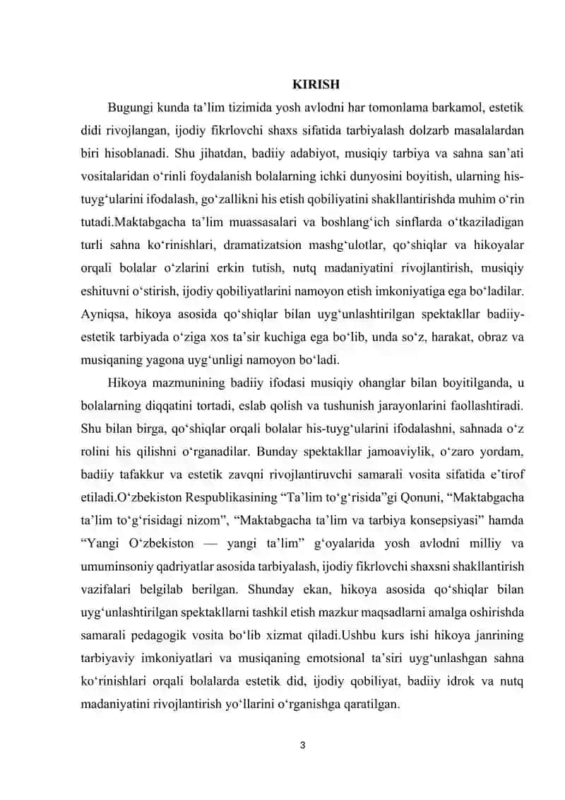 Hikoya asosida qo'shiqlar bilan uyg'unlashgan spektakl 3