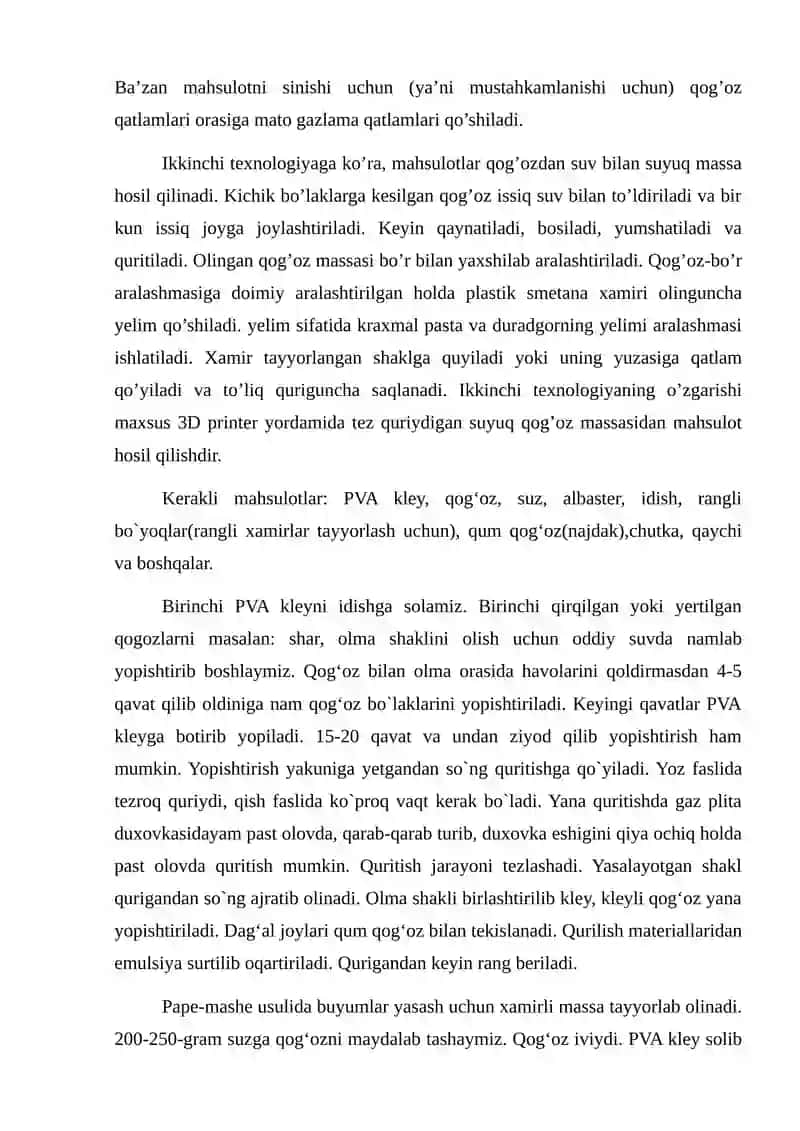 Pape-mashe usuli 3