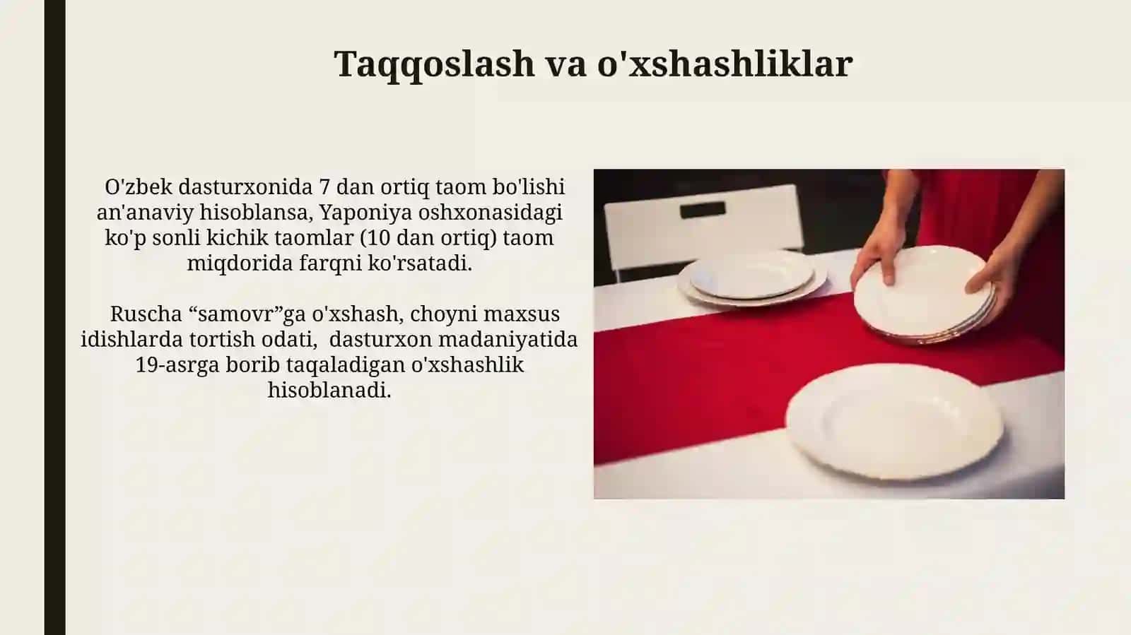 Dasturxon tuzash san'ati yuzasidan boshqa xalqlar bilan qiyoslab o'rganish 3