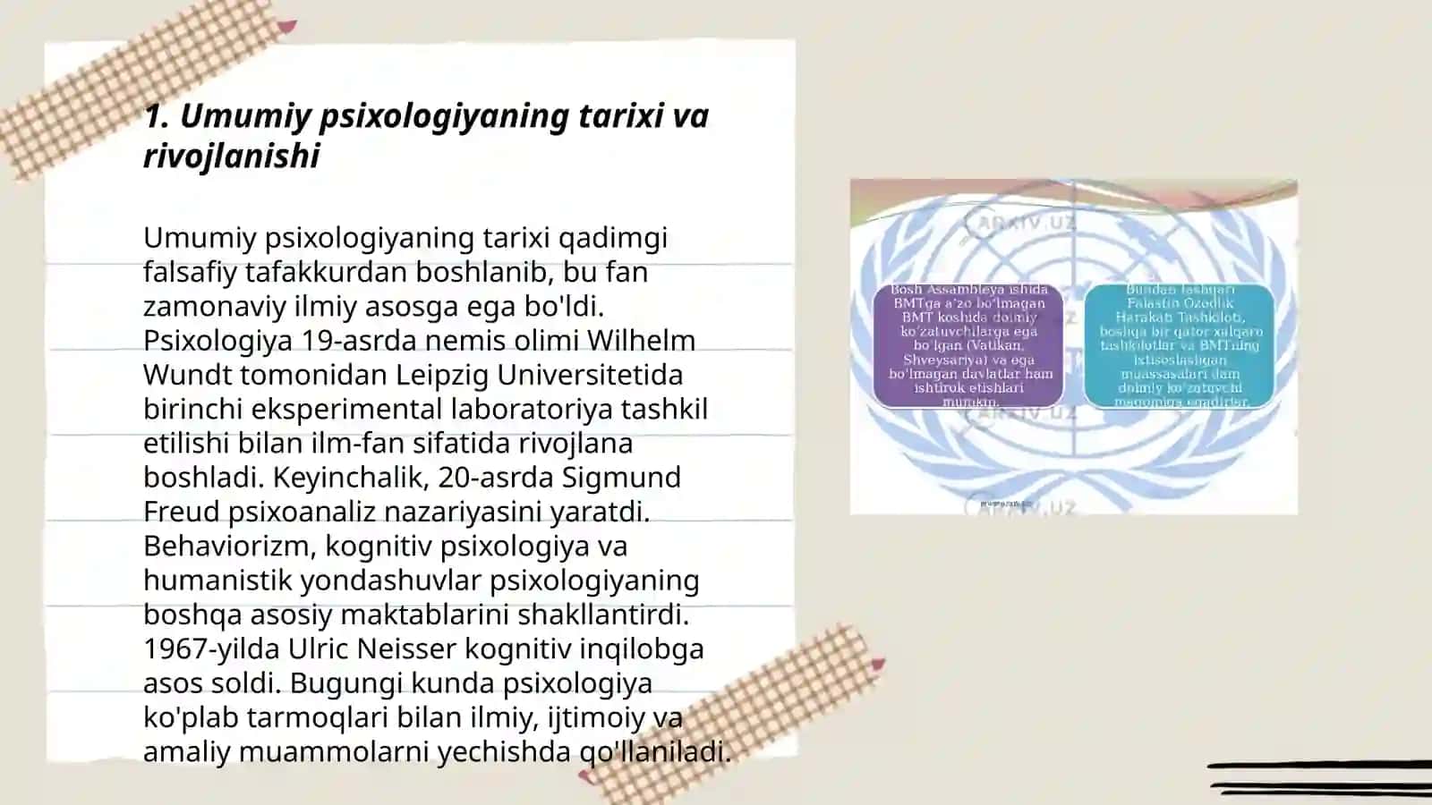Umumiy psixologiya mustaqil fan sifatida vujudga kelishi va rivojlanish va hozirgi holti 3