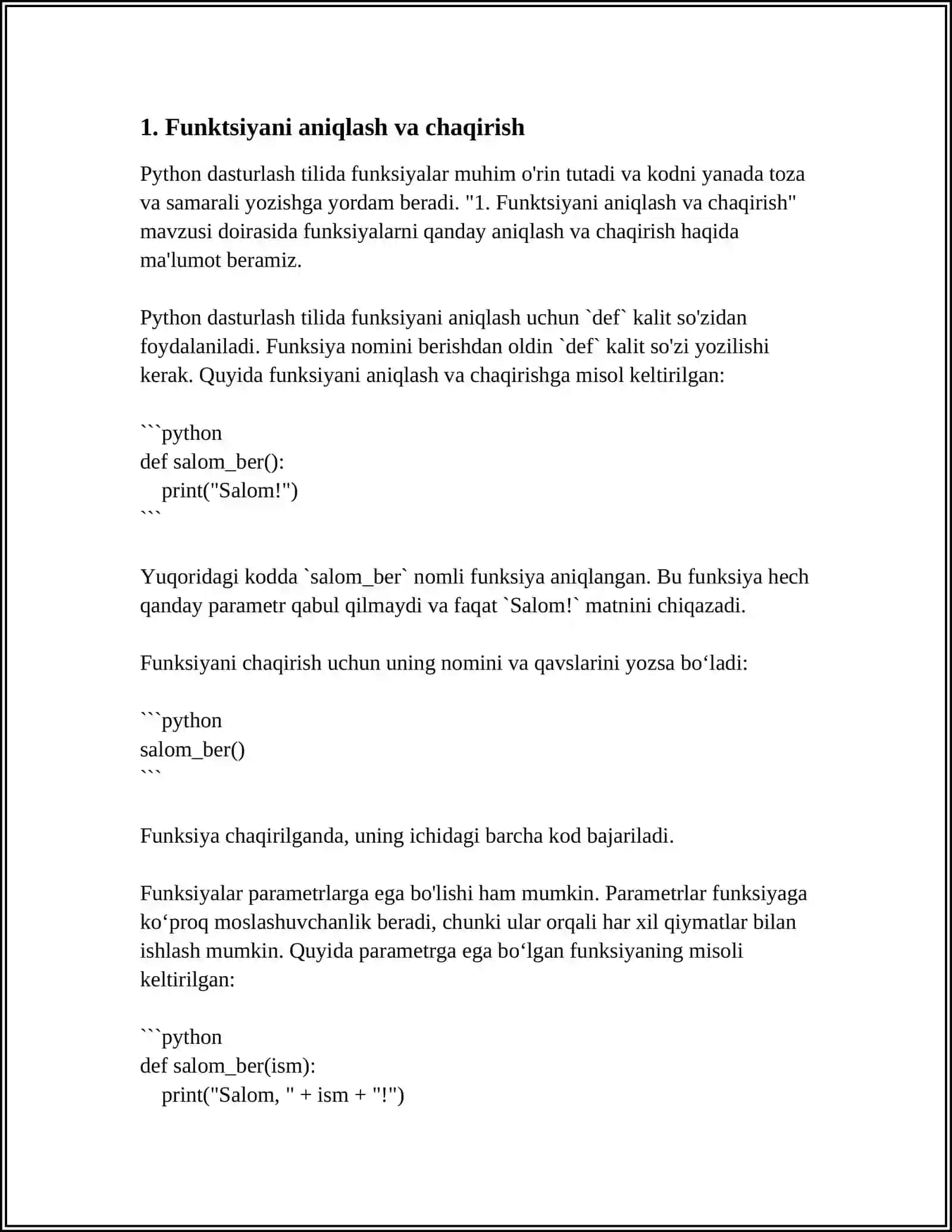 PYTHON DASTURLASH TILIDA FUNKSIYALAR 3