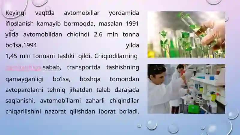 Kimyofanining atrof-muhitni himoyaqilishdagi va ekologiya muammolarini halqilishdagi ahamiyati 3