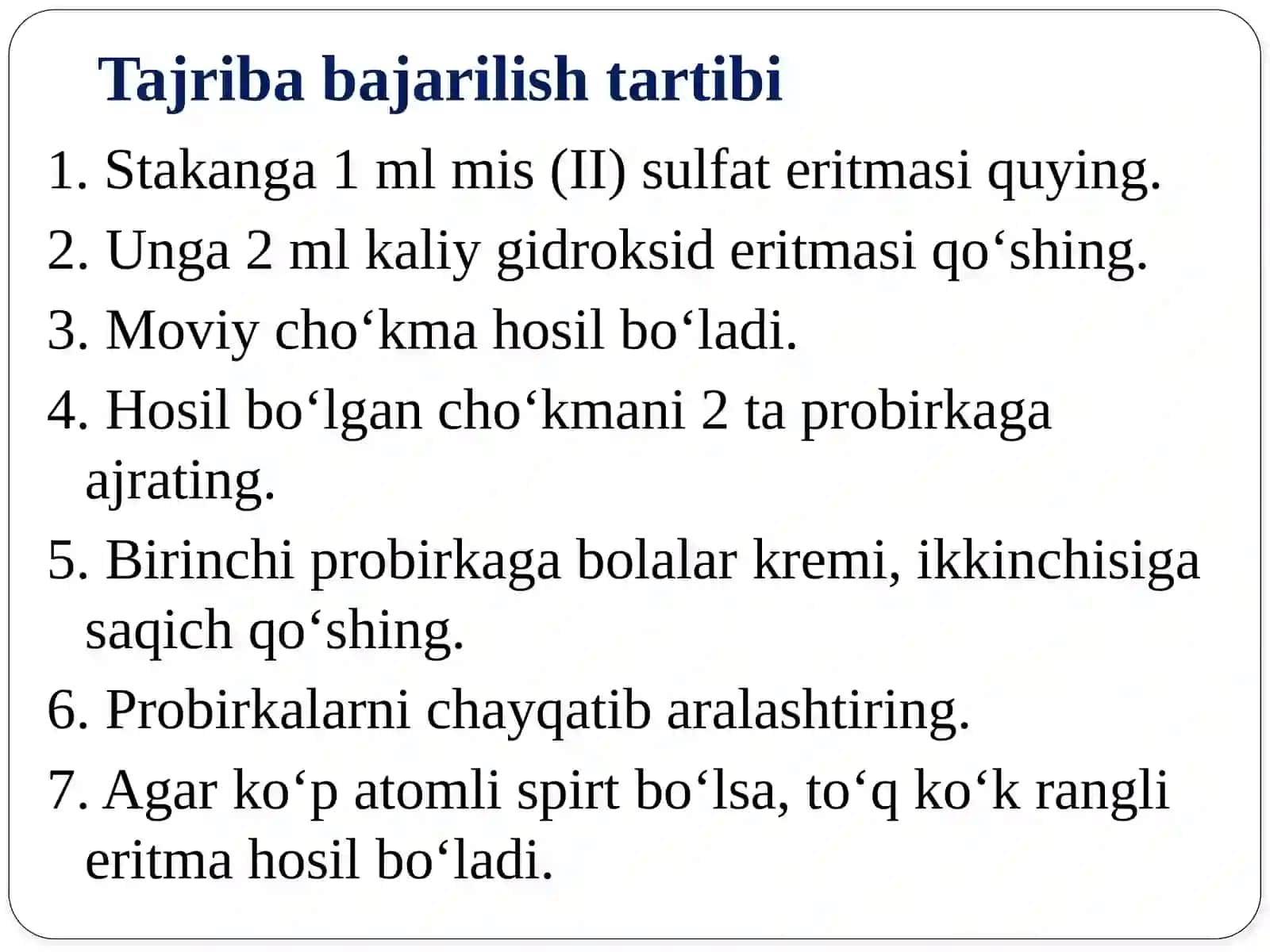 Ko'p atomli spirtlarga oid tajribalar 3