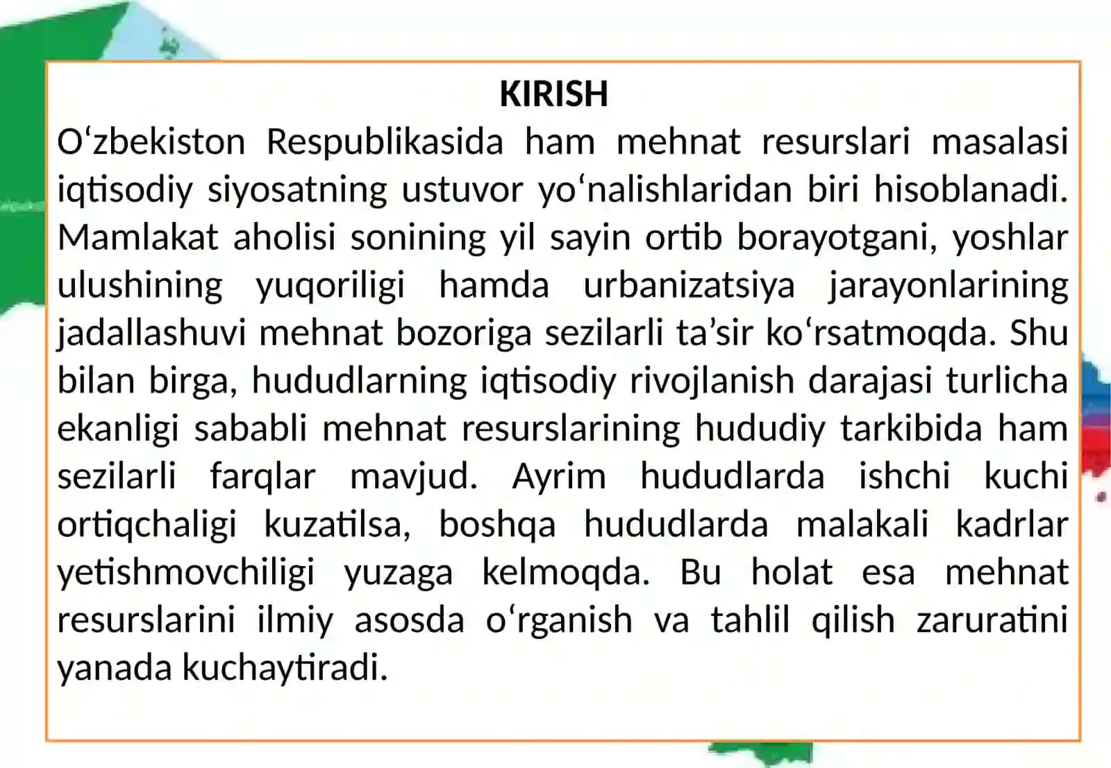 O‘zbekistonda Mehnat resurslari va ularnni hududiy tarkibi 3