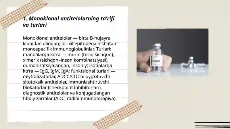 Monoklonal antitelolar, olish usullari va meditsina amaliyotida qoʻllanilishi 3