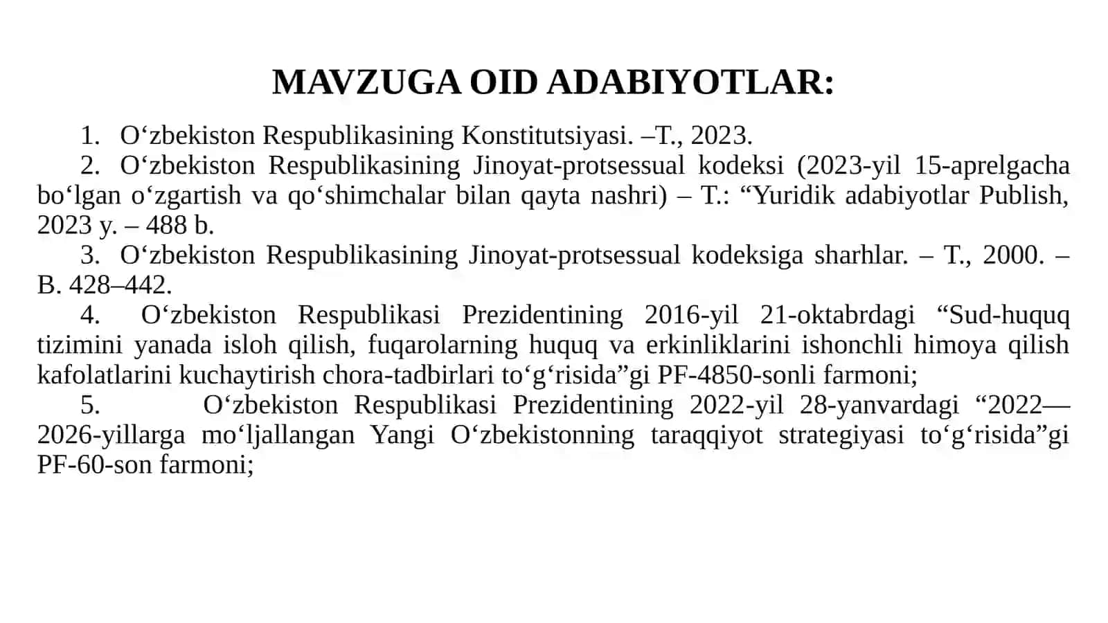 “Jinoyat protsessi” tushunchasi, mohiyati va vazifalari. Jinoyat-protsessual qonunlar 3