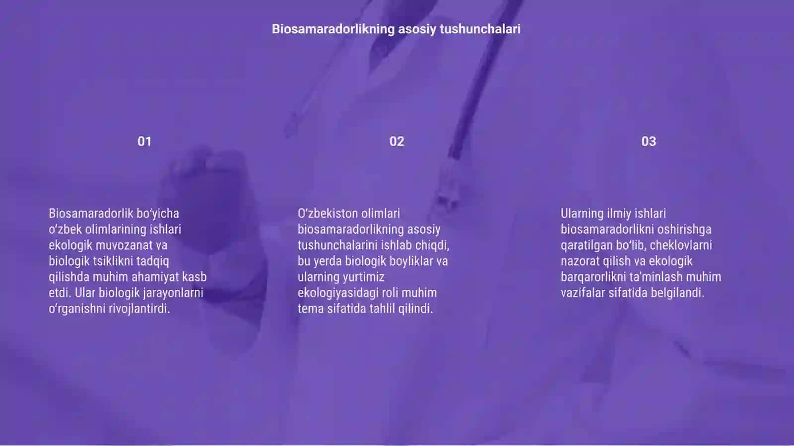 Biosamaradorlik bo‘yicha ishlagan o‘zbek olimlarining ilmiy ishlari haqida 3