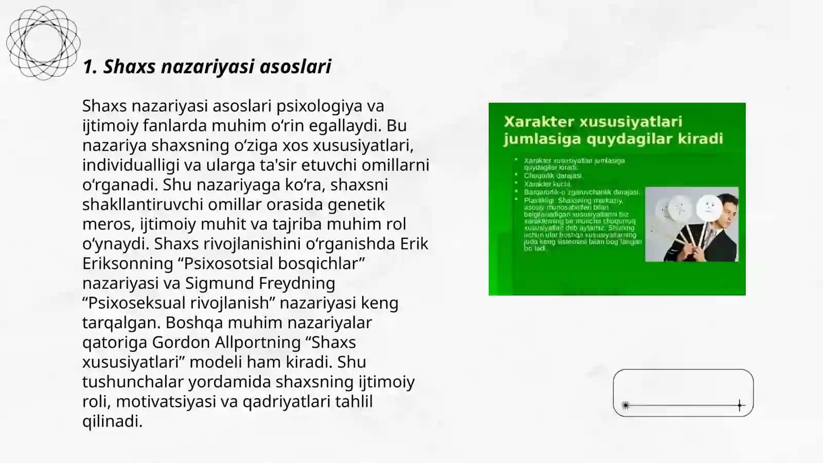 shaxs nazariyasi.endopsixika, egzopsixika, dobrinning diqqat haqidagi qarashlari. Diqqatning xususiyatlari 3