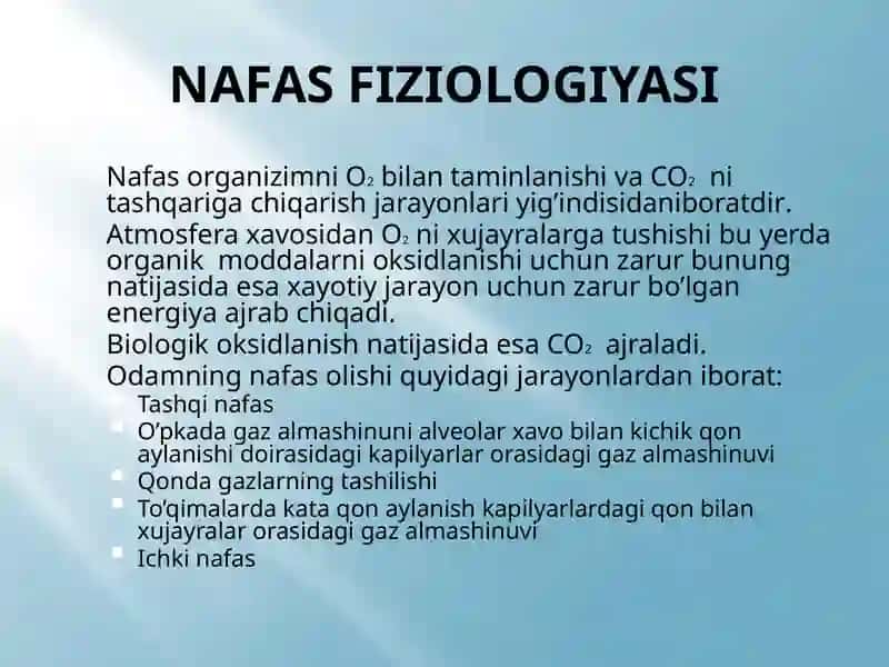 Nafas OLISH A`ZOLARI tizimiNI baholash 3