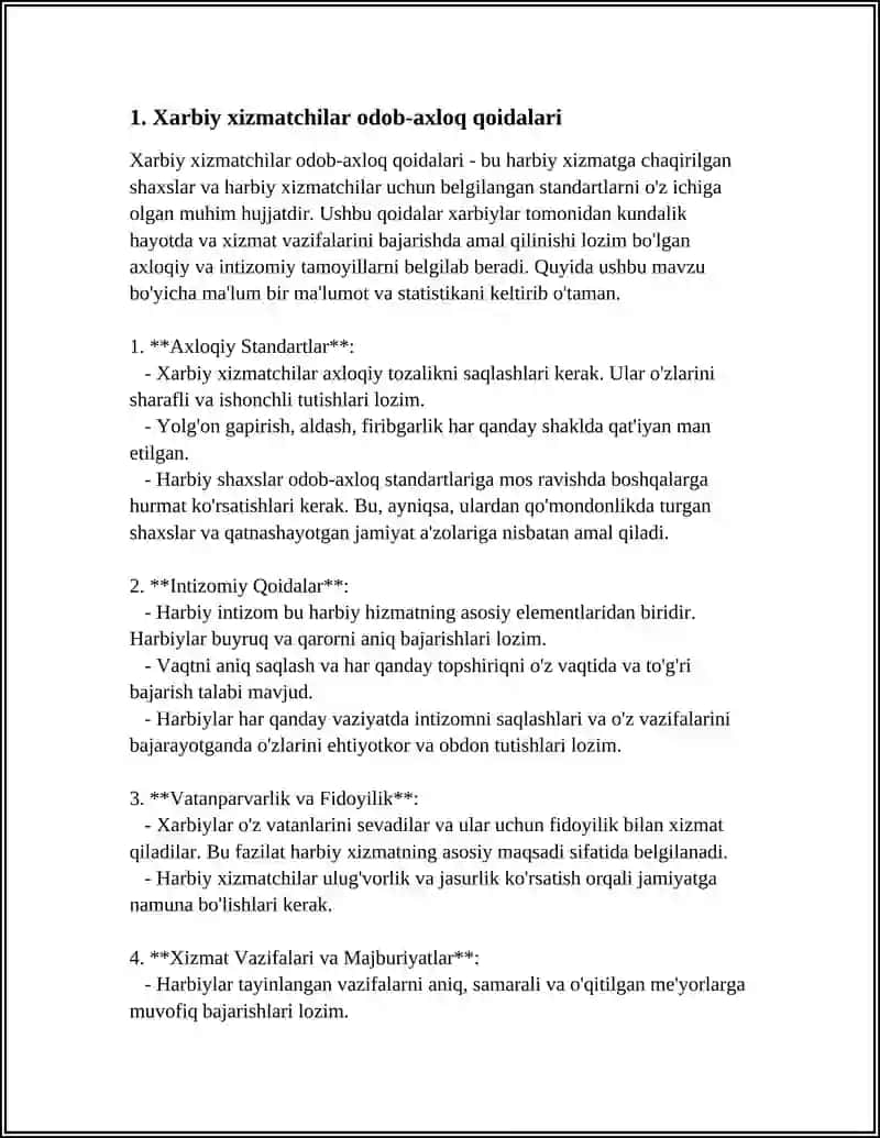 HARBIY XIZMATCHILARDA NIZOMGA ZID MUNOSABATLARNI OLDINI OLISH 3