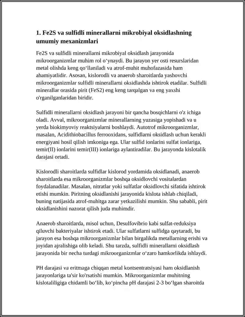 FE2S VA SUL’FIDLI MINERALLARNI OKSIDLASHDA MIKROORGANIZLARNING ROLI 3