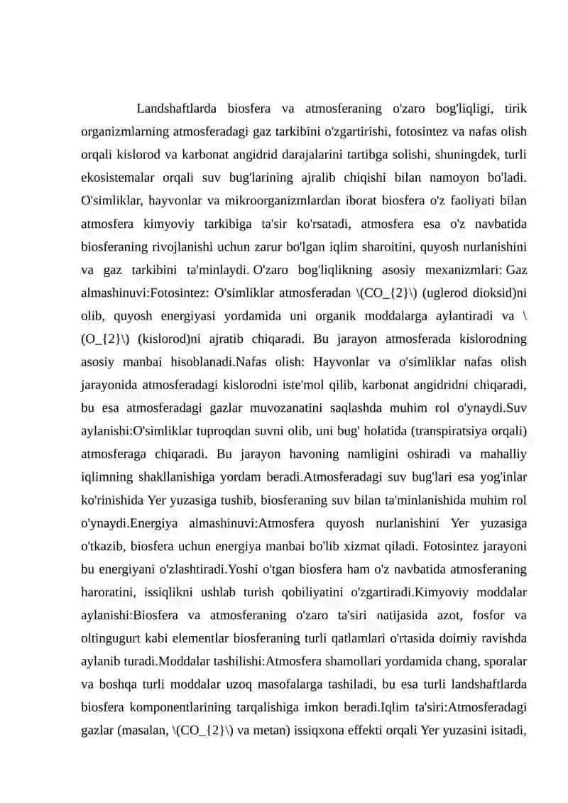 Landshaftlarda biosfera va atmosferaning bog'liqligi 3