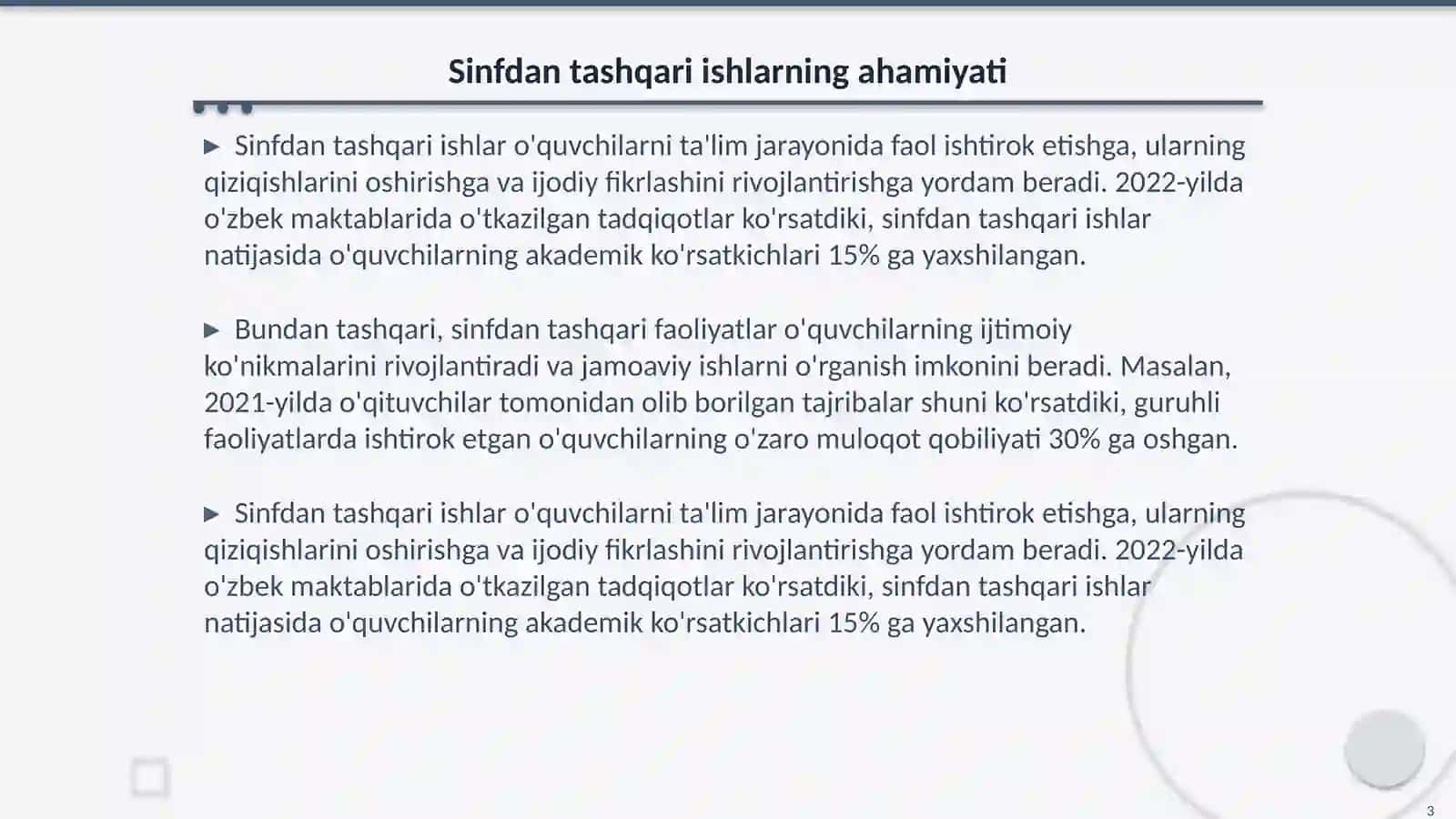 Sinfdan tashqari ishlarning ahamiyati 3