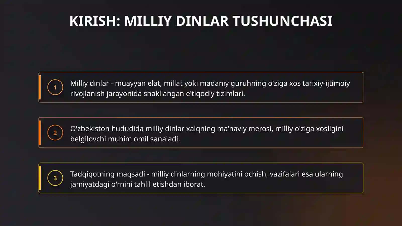 Milliy dinlar 3
