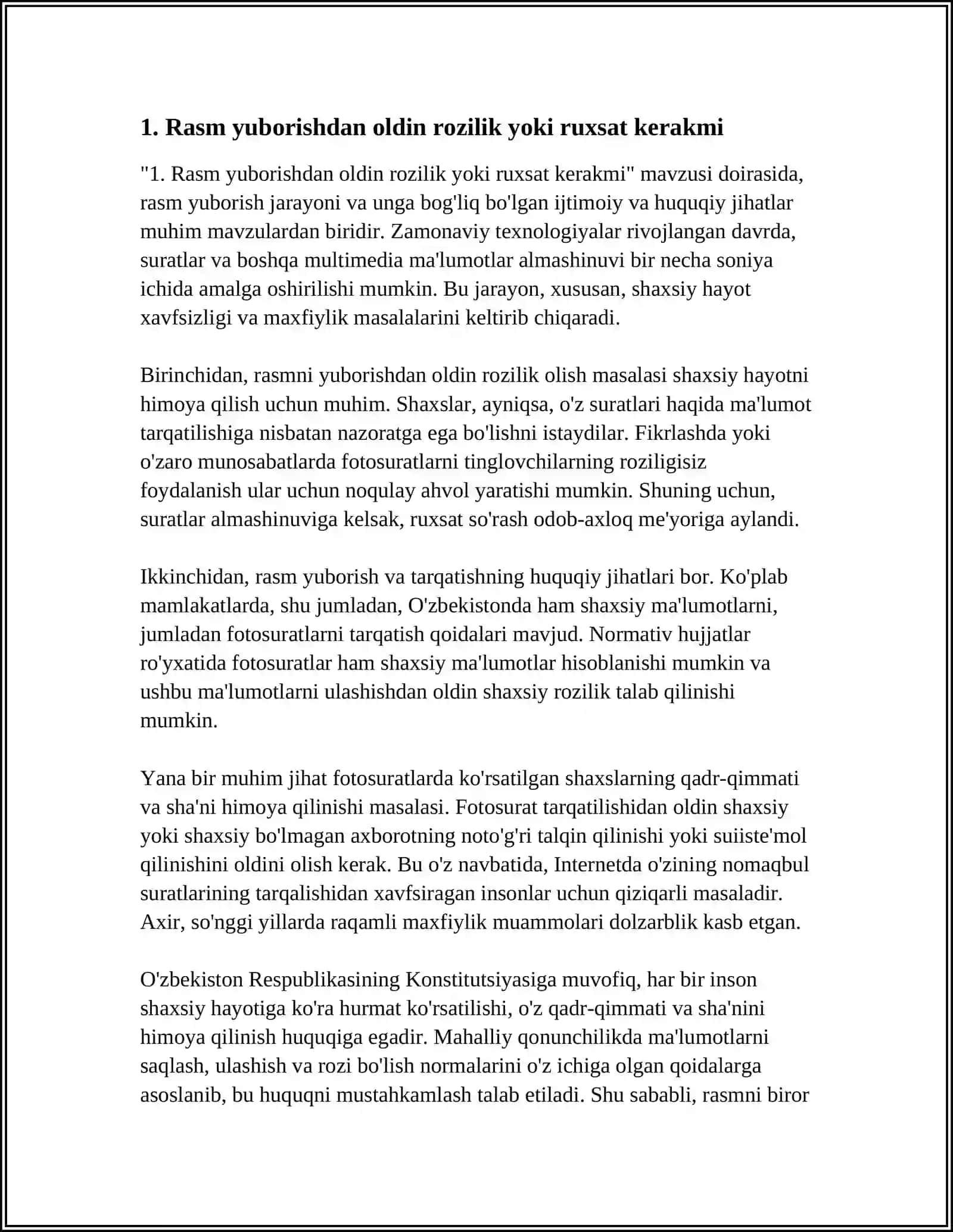 Rasm yuborishdan oldin rozilik yoki ruxsat kerakmi 3