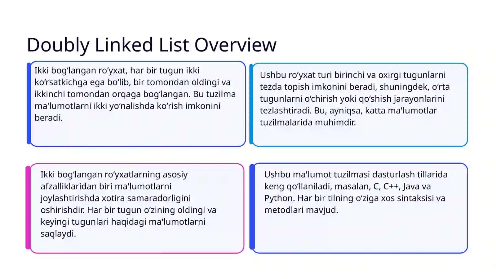 Ikki bog‘langan ro‘yxat algoritmlari 3
