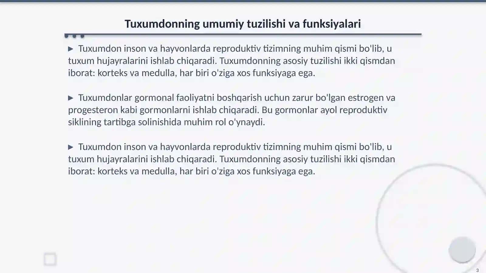 Tuxumdon viloyati va tuxum hujayralarning biologik xususiyatlari 3