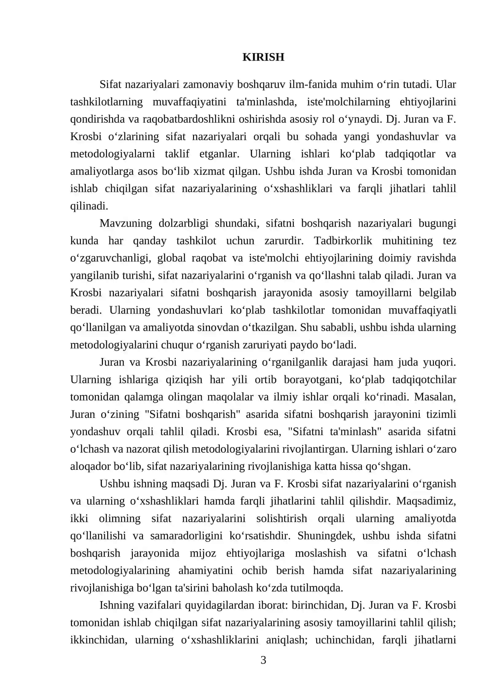 Dj. Juran va F. Krosbi sifat nazariyalari: o‘xshashlik va farqli jihatlar 3