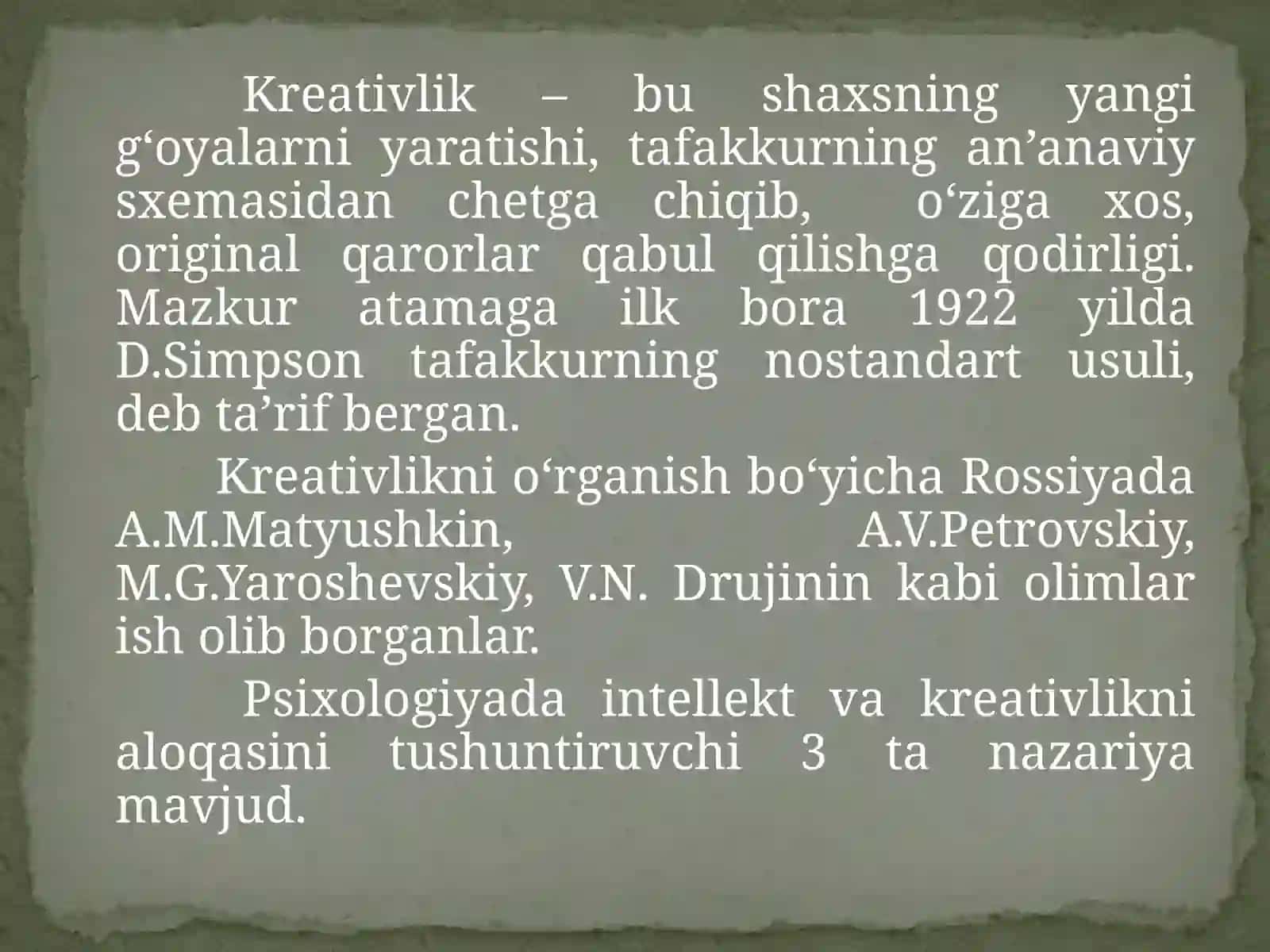 INTELLEKT VA KREATIVLIK NAZARIYASI 3