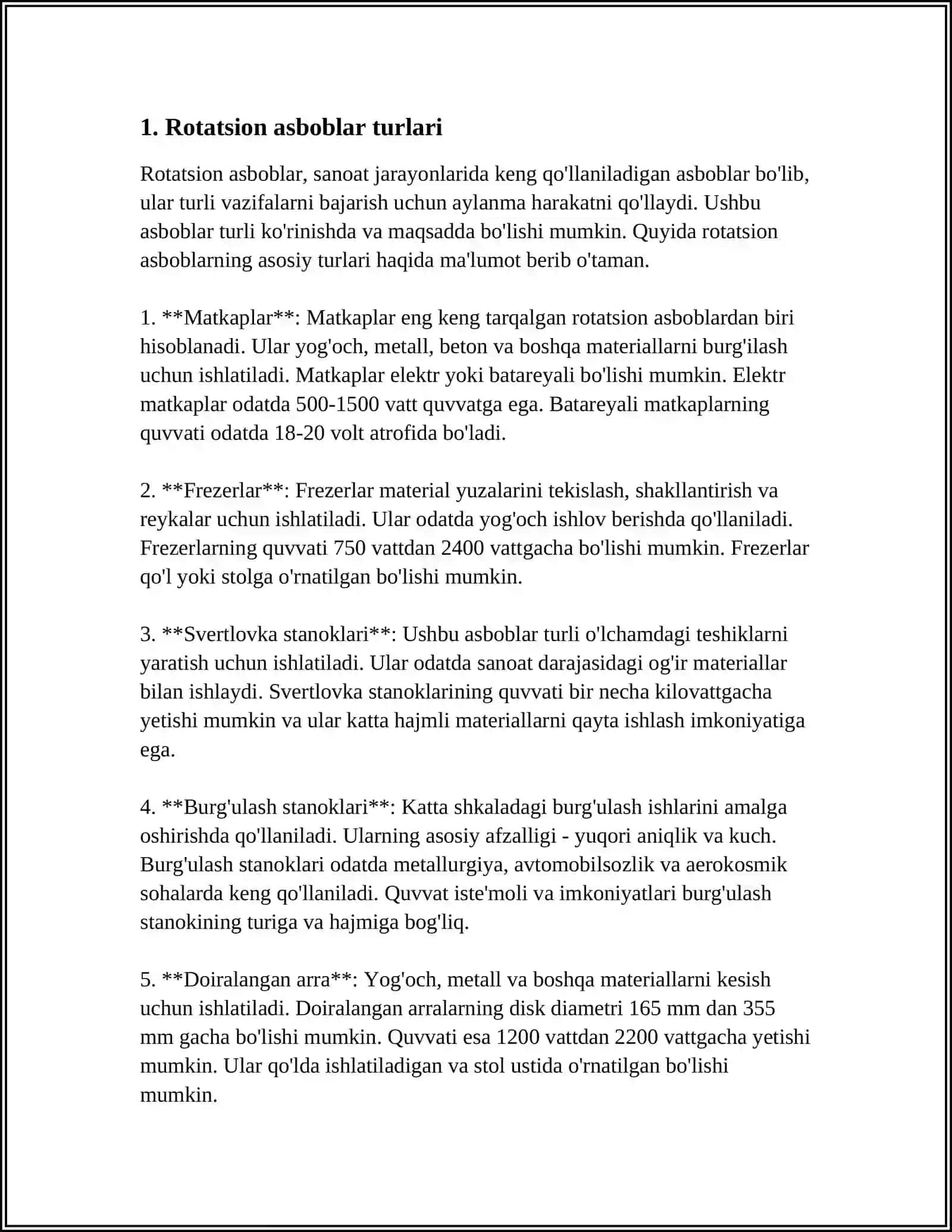 ROTATSION ASBOBLAR STANDARTIZATSIYASI 3