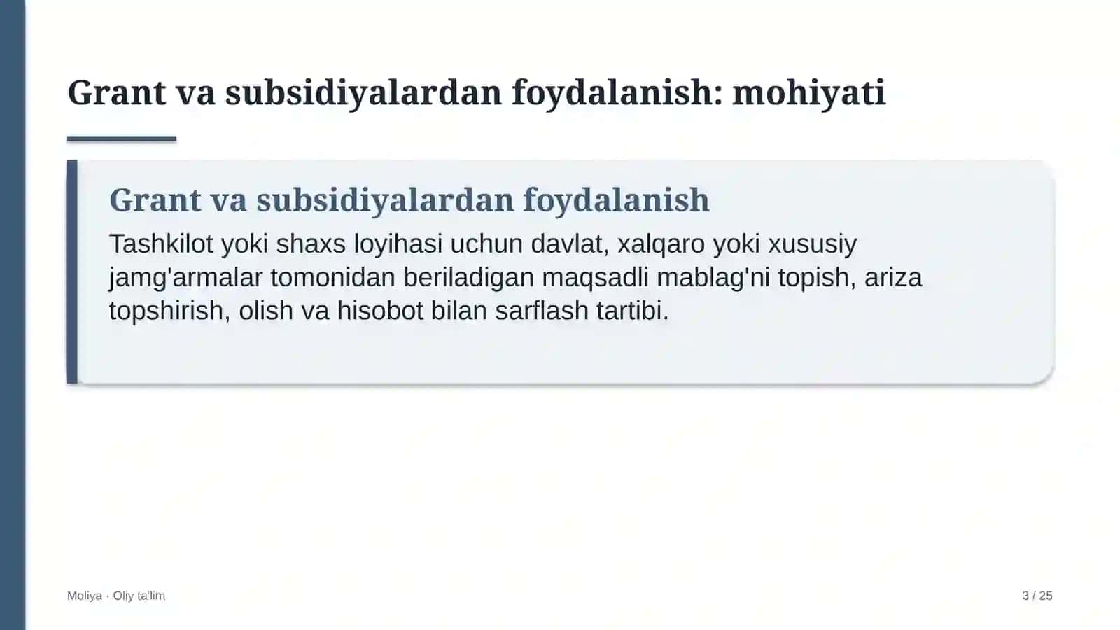 Bolalar musiqa va san'at maktablarida grant va subsidiyalardan foydalanish 3