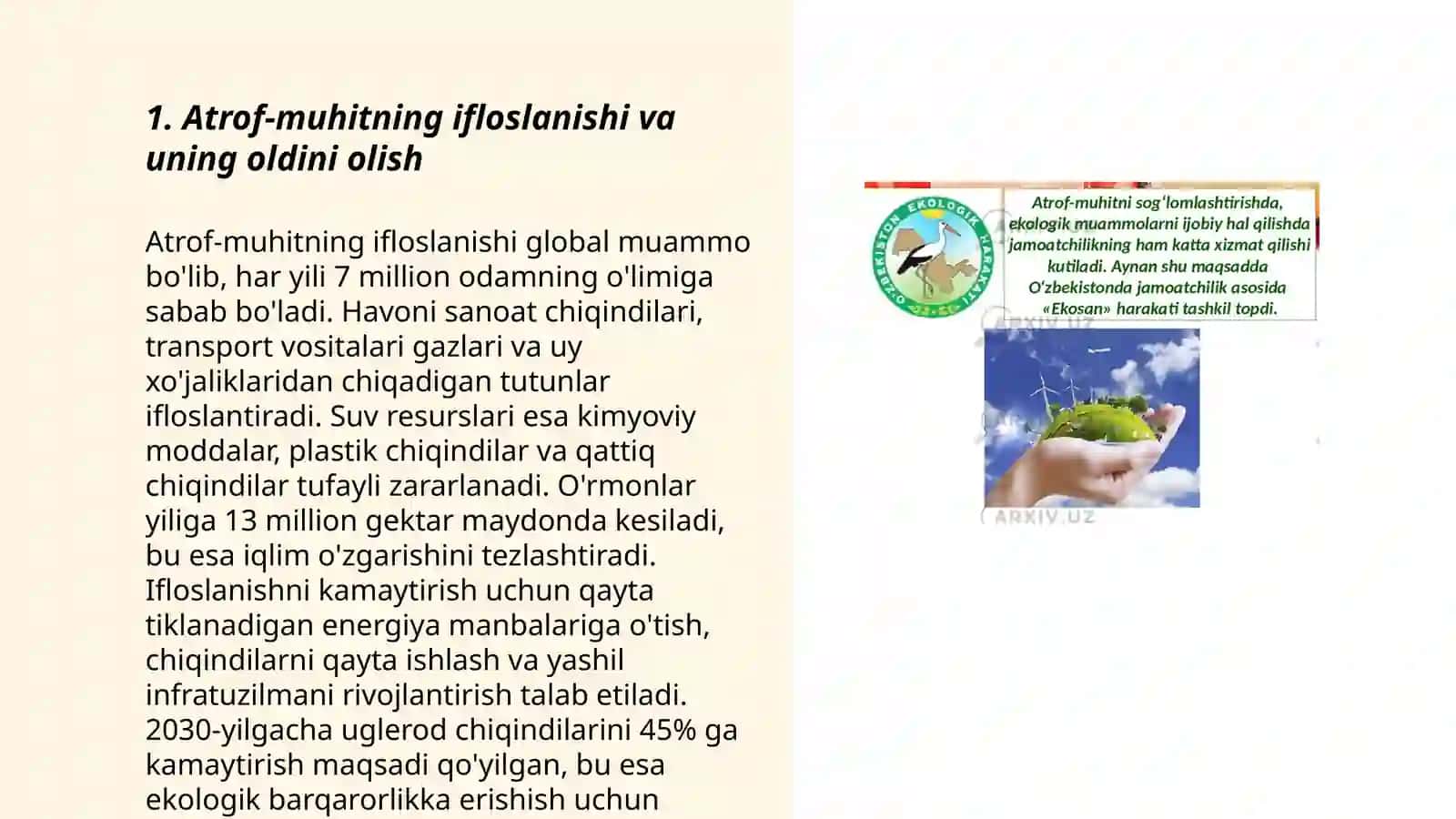 Ekologiya tabiatni muxofaza qilish iqtisodiyot 3