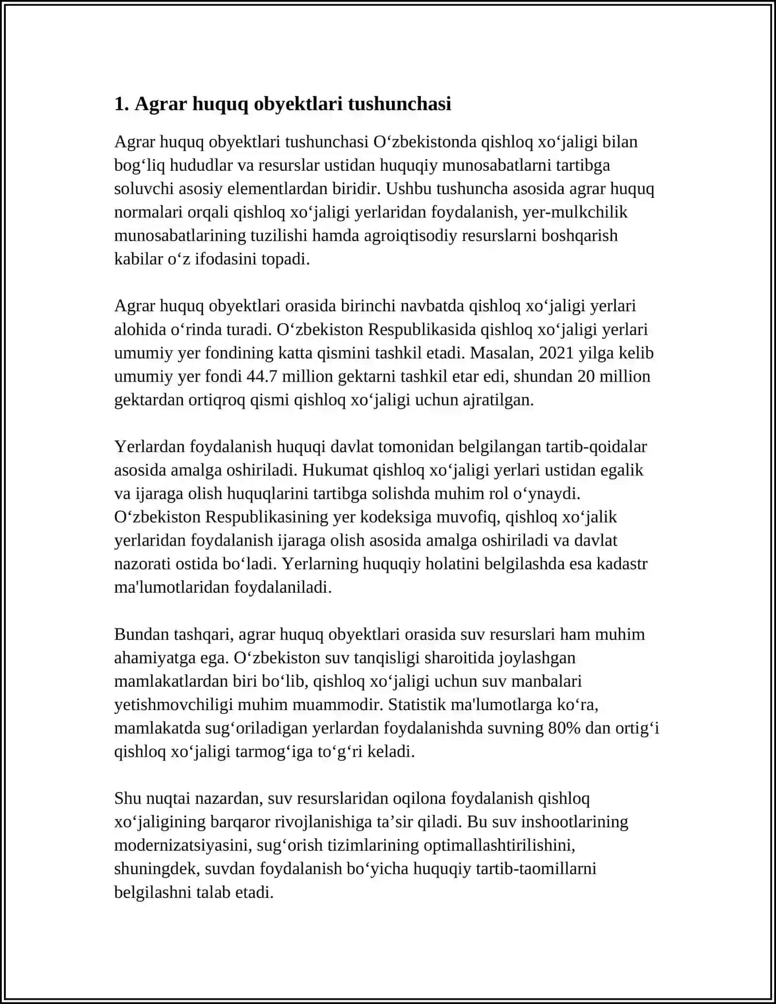 AGRAR HUQUQ OBYEKTLARI VA SUBYEKTLARI 3