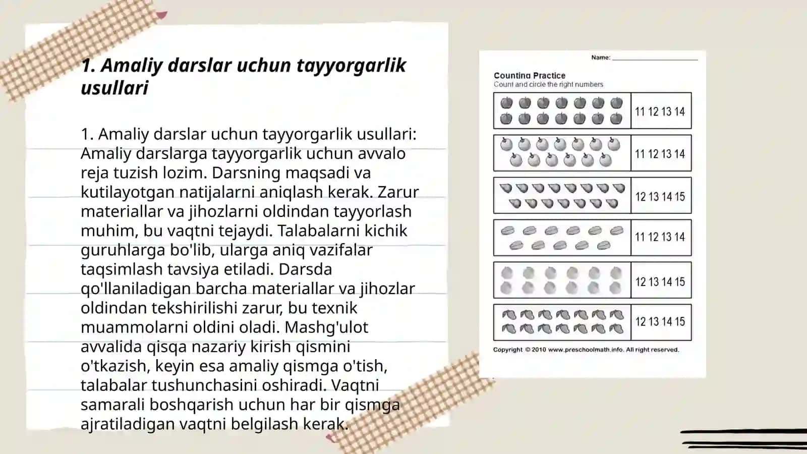 Amaliy darsga tayyorgarlik koʻrish yoʻriqnomalarini oʻtkazish 3