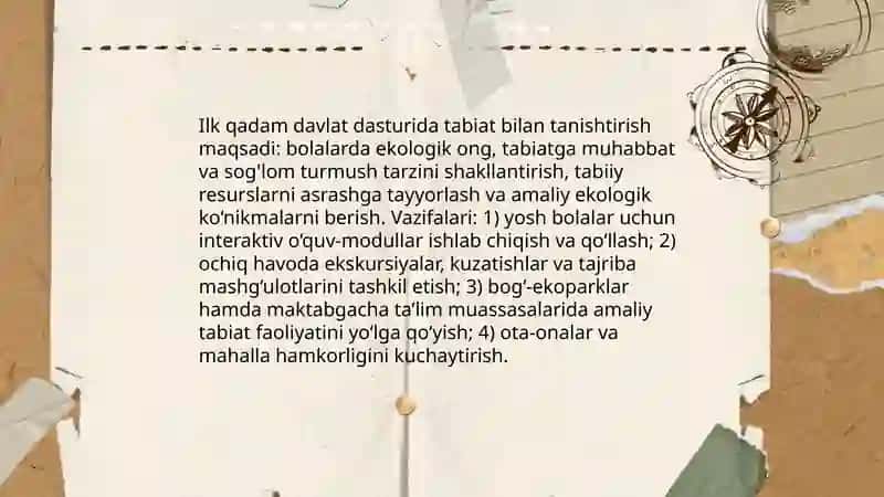 Ilk qadam davlat dasturida tabiat bilan tanishtirish mazmuni 3