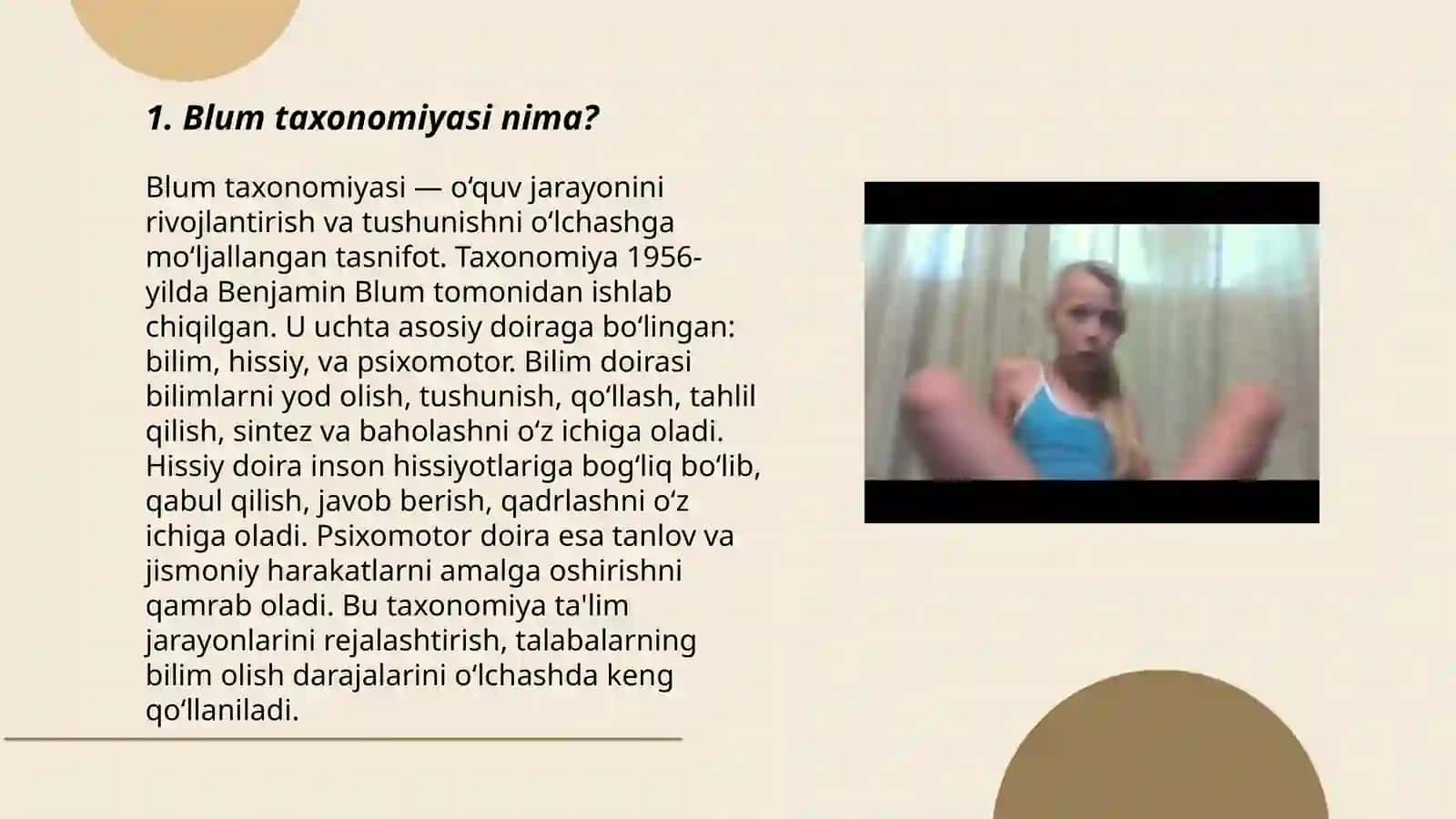Blum Taksonomiyasi va uning o’qitishdagi ahamiyati 3