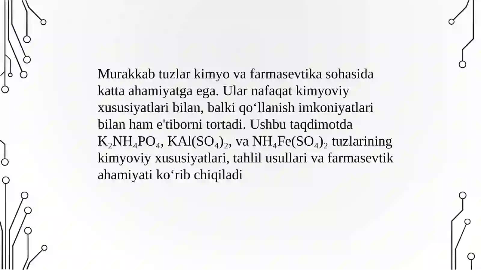 MurakkabK2NH4PO4, KAlSO4, NH4Fe(SO4)2 quruq tuzlarining tizimli tahlil chizmasi 3