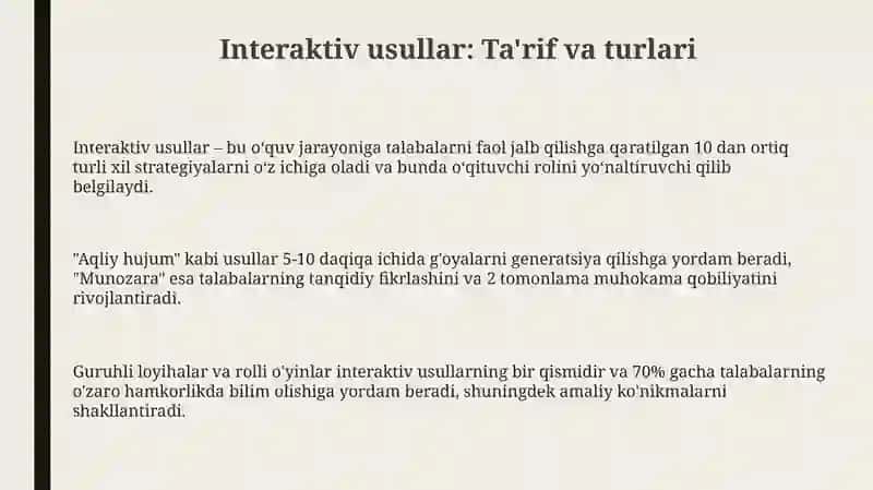 Interaktiv usullar 3
