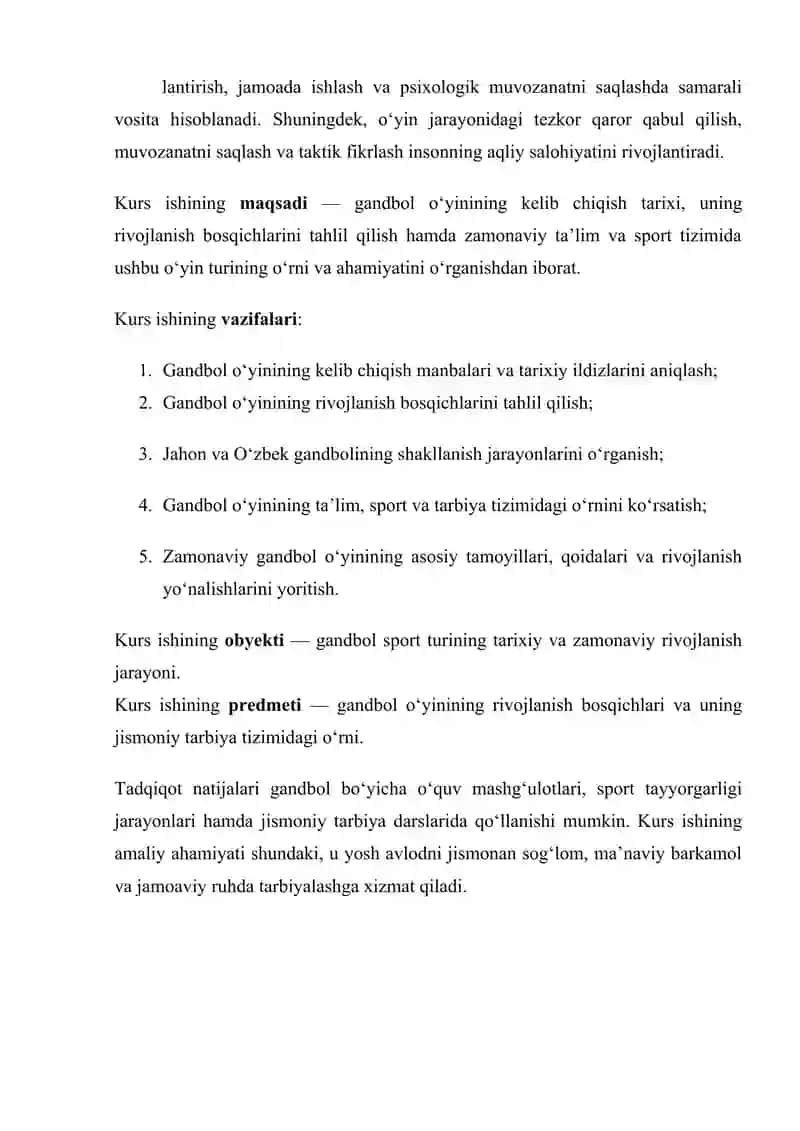 Gandbol o'yinining rivojlanish tarixi va rivojlanish bosqichlar 3