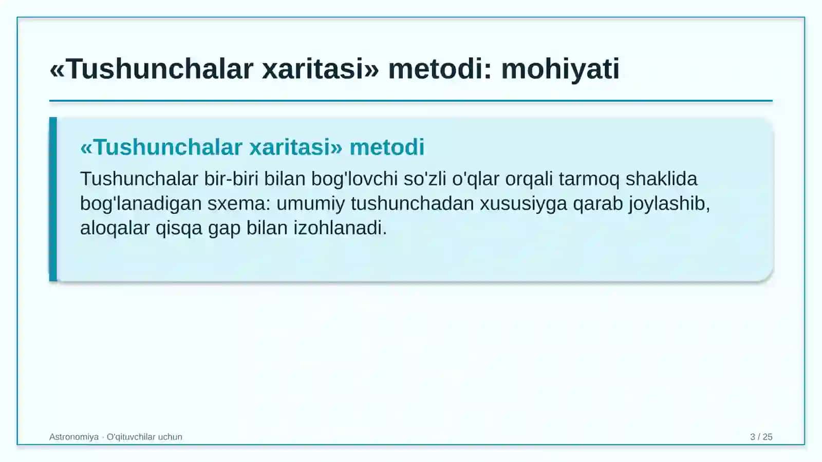 astronomiya darslarida tushunchalar xaritasi metodidan foydalanish 3778 3