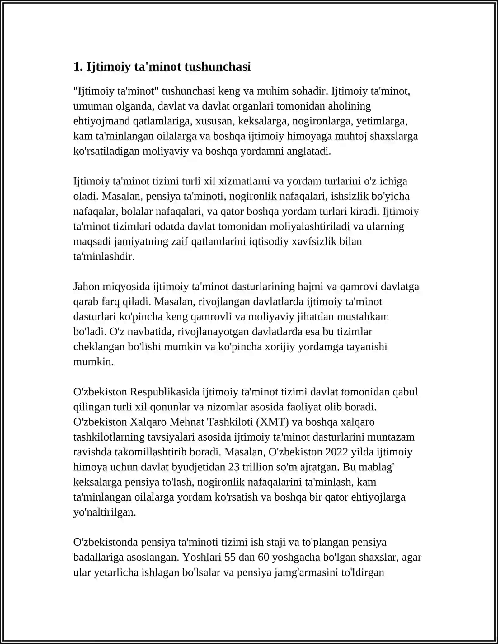 IJTIMOIY TAʼMINOT FANINING,TUSHUNCHASI,TIZIMI,ASOSIY PIRINSIPLARI,IJTIMOIY TAʼMINOT TURLARI 3