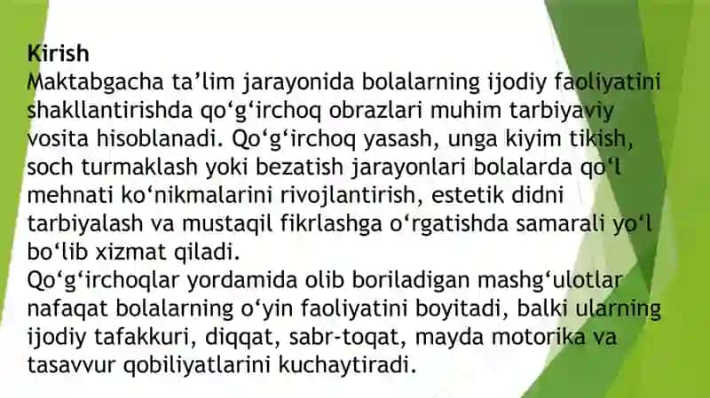 QO‘G‘IRCHOQ OBRAZLARI ORQALI IJODIY QO‘LLAR MEHNATINI RIVOJLANTIRISH 3