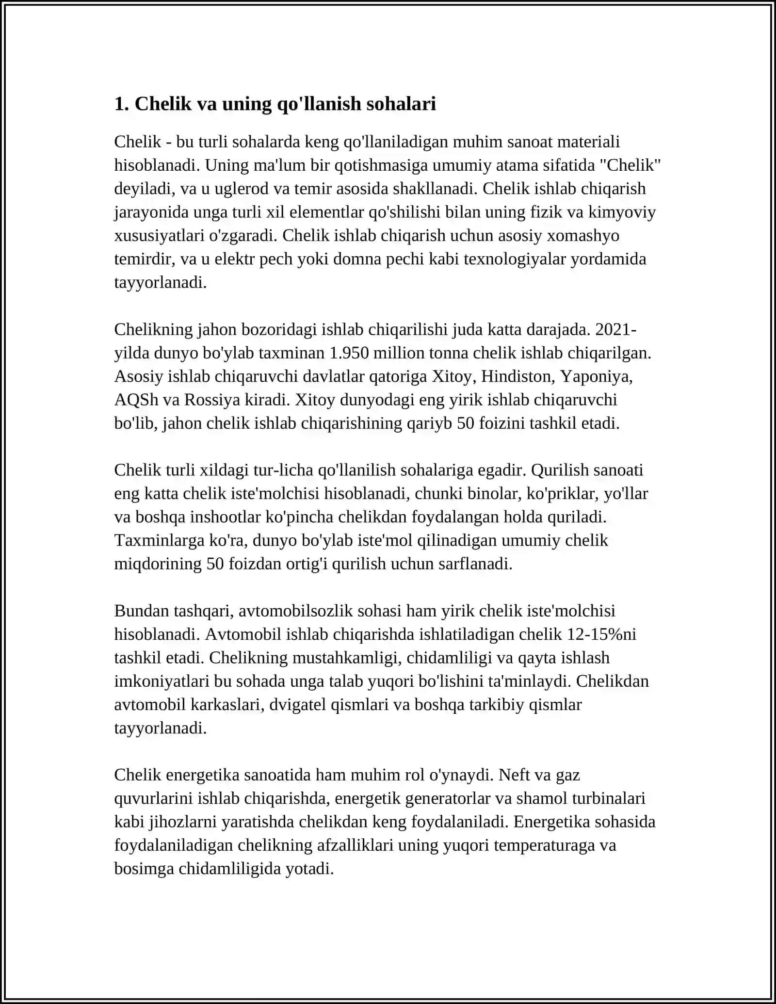 METALL MATERIALLAR VA ULARNING QO'LLANILISH SOHALARI 3