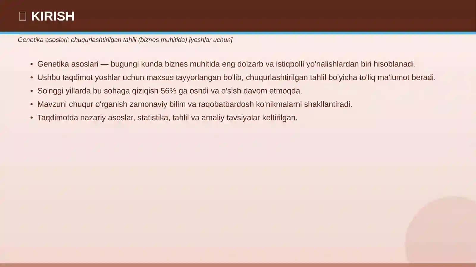 GENETIKA ASOSLARI: Chuqurlashtirilgan tahlil 3