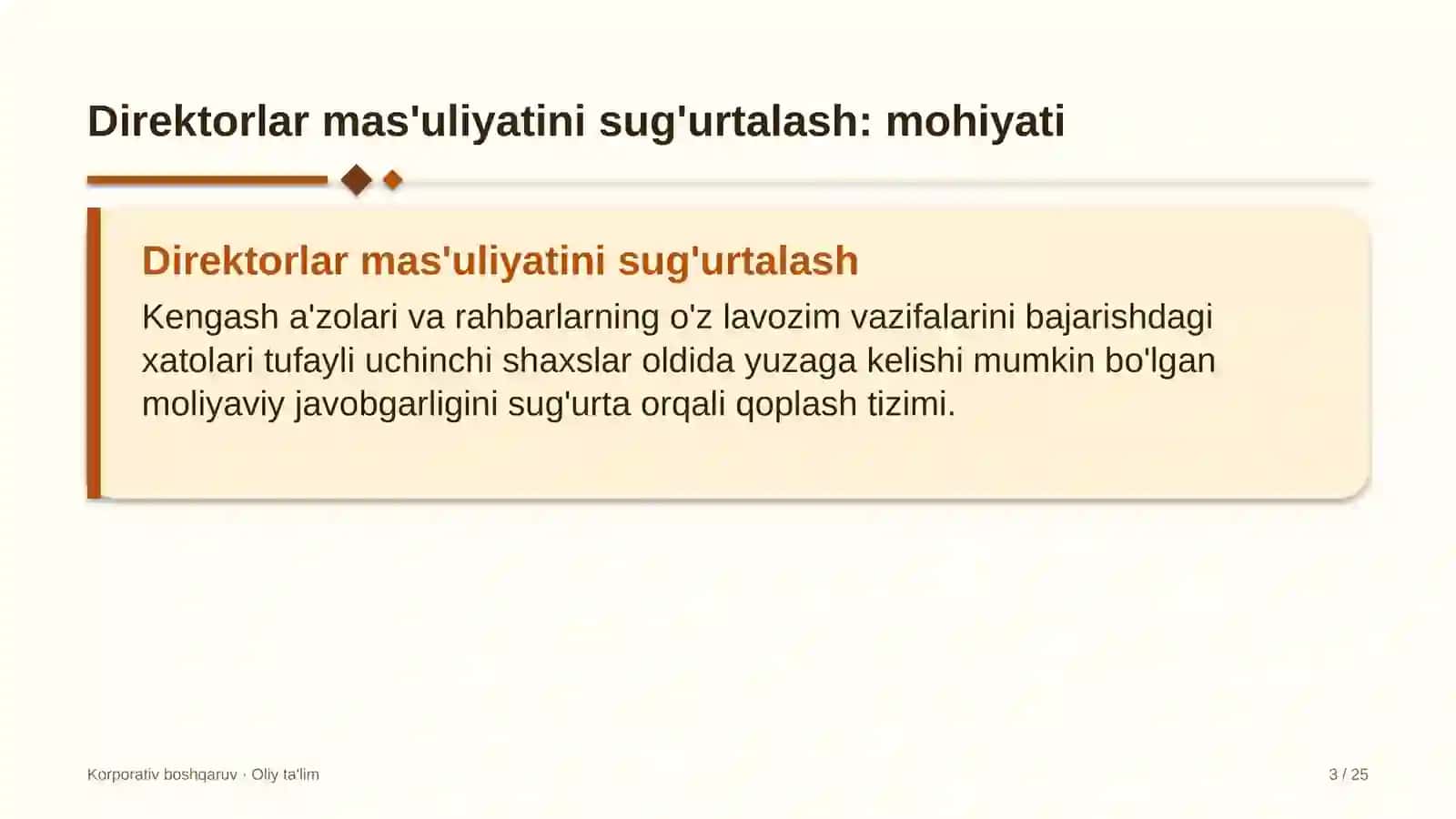 Gulchilikda direktorlar mas'uliyatini sug'urtalash 3