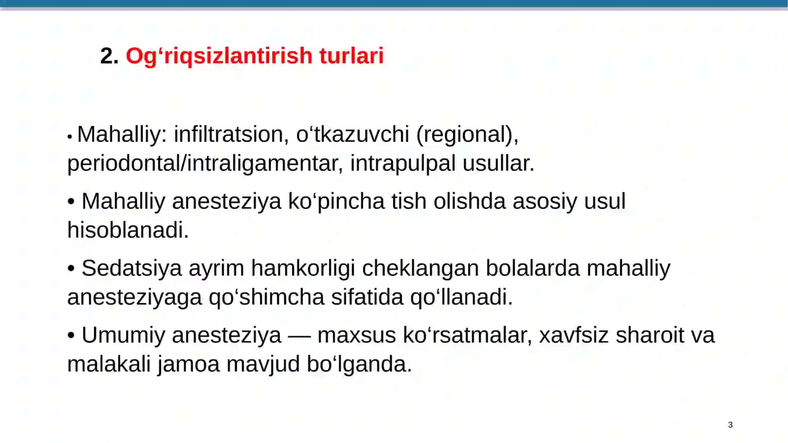Bolalar stomatologiyasida og'riqsizlantirish va tish olish 3