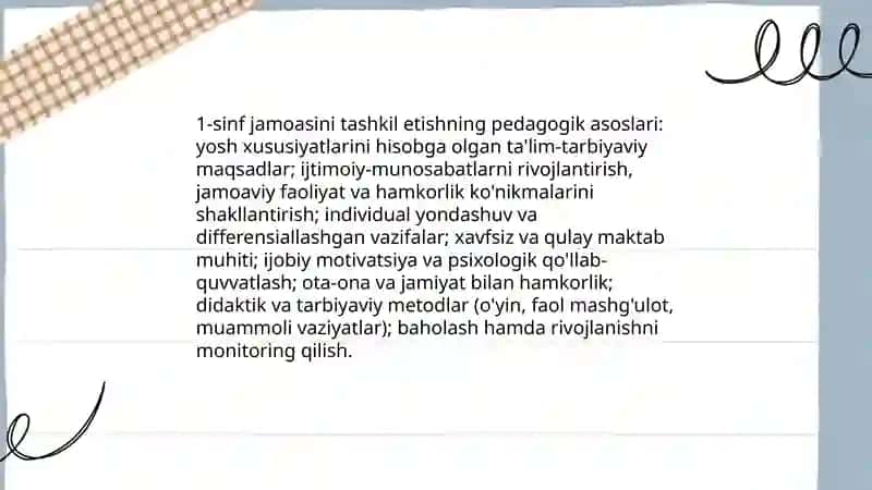 Sinf jamoasini tashkil etish va tarbiyalash 3